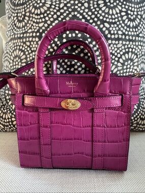 Mulberry Embossed Leather Bayswater Micro Bag